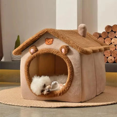 2025 New houses And habitats Four Seasons Pet House Cozy Winter Shelter for Small Dogs Cats, Cat House Style with Removable Wash