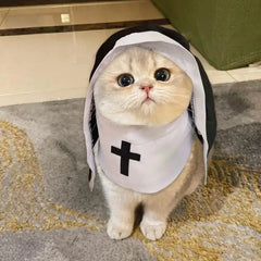 Nun Costume For Dog Halloween Dog Costume Funny Cosplay Nun Costume Sister Habit Pet Cloth Dress Up Pet Costume For Small Cats &