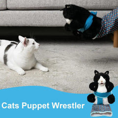 Cat Puppet Wrestler Wrestling Glove With Sturdy Padding Soft Plush Cat Wrestle Toy Animal Hand Glove Interactive Play Cat Toys