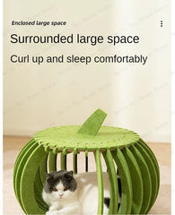 Pumpkin House Felt Cat Nest Fresh and Breathable Cat Bed Semi-enclosed Summer Pet Nest Practical Pet Furniture cat bed
