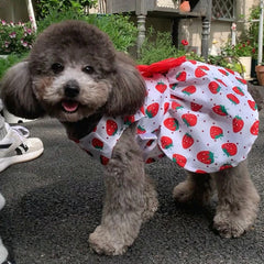 Thin Pet Dress for Dogs Cats - Cute Floral Print Princess Dress with Bow, New Style Puppy Skirt for Teddy Small Pets