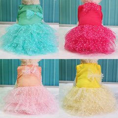 Dog Dresses Bow-knot Design Lace Multiple Layer Puppy Skirt Buttons Sleeveless Eye-catching Dogs Princess Dress Pet Clothes