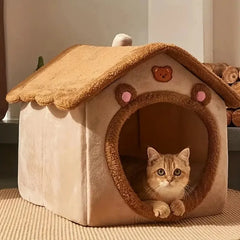 2025 New houses And habitats Four Seasons Pet House Cozy Winter Shelter for Small Dogs Cats, Cat House Style with Removable Wash
