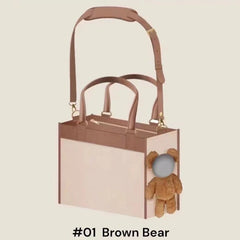Pet carry bag Pet bag Creative fashionable handbag One-shoulder tilt straddle tote cat bag Small dog brown bear bag