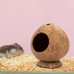 Hamster House Bite-resistant Natural Small Pet Coconut Cages Guinea-pig Hamster Hideout House Toy Wooden House Pet Supplies