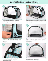 Pet Cat Carrier Bag for Travel Breathable Handbag Puppy Cats Bag Transparent Portable Shoulder Strap Bag for Small Pet Cats Dog