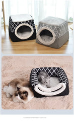 Closed Pet Sleeping House Small Dogs Cat Bed All Season Puppy Nest Winter Warm Cat Litter Pet Villa Closed Kennel Pet Supplies