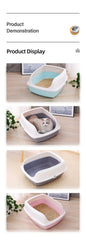 HOOPETCat Litter Box Large Capacity Litter Pan Semi-enclosed Pet LitterLitter Box Kitty Supplies Cat Potty Open Cat Litter Box