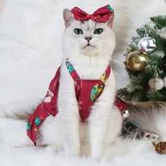 Pet Cat Dress Clothes Christmas Dog Dress Dog Slip Dress ，Coat Dress Red Skirt Costume Pet Cat Warm Dress Bow Skirt Pet Costume