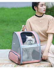 Cat bag for outdoor use, portable large capacity pet bag, transparent backpack, all season universal dog bag, breathable