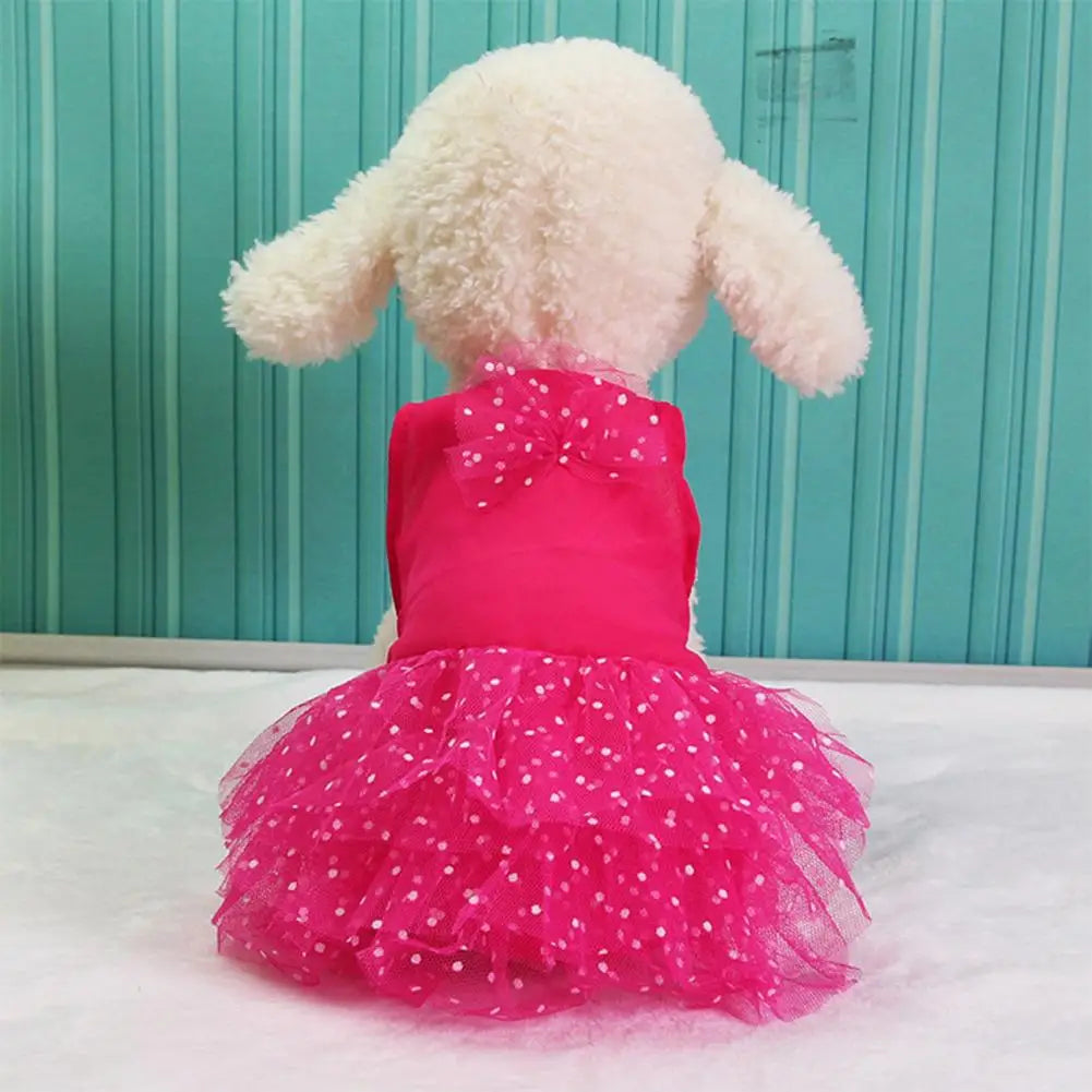 Dog Dresses Bow-knot Design Lace Multiple Layer Puppy Skirt Buttons Sleeveless Eye-catching Dogs Princess Dress Pet Clothes