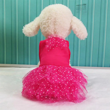 Dog Dresses Bow-knot Design Lace Multiple Layer Puppy Skirt Buttons Sleeveless Eye-catching Dogs Princess Dress Pet Clothes