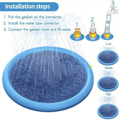 Heavy-Duty Outdoor Pet Bathing Basin with Spray Function - Non-Slip Dog Water Play Mat for Summer Fun and Pet Bathing