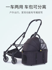 pet stroller Outdoor pet cart four wheeled metal folding handcart portable double-layer separable pet cart for outdoor use