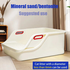 Semi Enclosed Cat Litter Box High Side, XL Large Sifting Litter Box with Sand  Shovel Cat Litter Tray Easy Clean