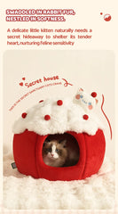 HOOPET Warm Cat House for Winter, Enclosed Kitty Tent with Large Space, Four-Season Safe & Cozy Sleeper, Eco-Friendly Pet Bed