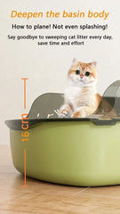 Cat Litter Box Semi Enclosed Design Large Capacity Splashproof Cover Easy Clean Non Stick Cat Toilet with Litter Scoop for Cats