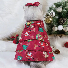 Pet Cat Dress Clothes Christmas Dog Dress Dog Slip Dress ，Coat Dress Red Skirt Costume Pet Cat Warm Dress Bow Skirt Pet Costume