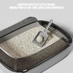 Cat Litter Box Semi Enclosed Design Large Capacity Splashproof Cover Easy Clean Non Stick Cat Toilet with Litter Scoop for Cats