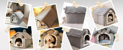 Cat Bed Dog House Gray Soft Plush Detachable Semi Enclosed Foldable Warm Cat Villa Pet Nest Four Season Universal Pet Supplies