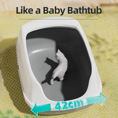 HOOPETCat Litter Box Large Capacity Litter Pan Semi-enclosed Pet LitterLitter Box Kitty Supplies Cat Potty Open Cat Litter Box