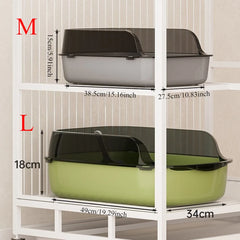 Cat Litter Box Semi Enclosed Design Large Capacity Splashproof Cover Easy Clean Non Stick Cat Toilet with Litter Scoop for Cats