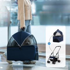 Portable Outdoor Pet Stroller Foldable and Separable Travel Pet Stroller Large Basket Pet Bag Cat and Dog Supplies