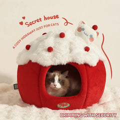 HOOPET Warm Cat House for Winter, Enclosed Kitty Tent with Large Space, Four-Season Safe & Cozy Sleeper, Eco-Friendly Pet Bed