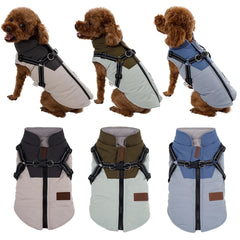 Pet Dog Jacket With Harness Winter Dog Clothes For Small Large Dogs Warm Waterproof Pet Coat Chihuahua Clothing Puppy Costumes