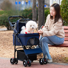 Portable Outdoor Pet Stroller Foldable and Separable Travel Pet Stroller Large Basket Pet Bag Cat and Dog Supplies