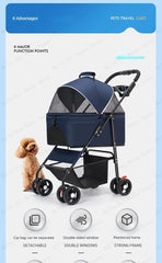 Portable Outdoor Pet Stroller Foldable and Separable Travel Pet Stroller Large Basket Pet Bag Cat and Dog Supplies
