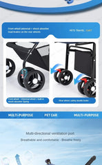 Portable Outdoor Pet Stroller Foldable and Separable Travel Pet Stroller Large Basket Pet Bag Cat and Dog Supplies