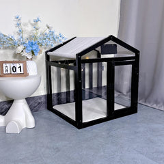 Wooden Small Medium Dogs House Bed Indoor Transparent Board Cats House Luxury Creative Pets Villa with Door Puppy Supplies