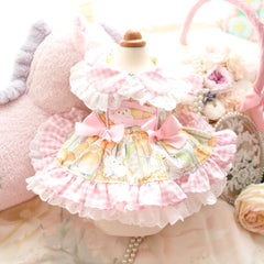 Pet Dresses for Small Dogs Female Dog Luxury Princess Dog Clothes with Bow Lace Ruffles Pink Cute Puppy Skirt for Yorkie Maltese