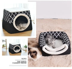 Closed Pet Sleeping House Small Dogs Cat Bed All Season Puppy Nest Winter Warm Cat Litter Pet Villa Closed Kennel Pet Supplies