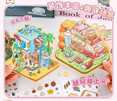 Cute Cartoon Animal Little House 3D Landscape Sticker Children's Fun PET Decompression DIY Games Kawaii Miniature World Decals