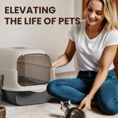 Extra Large Cat Litter Box Anti-Leak Fully Enclosed, Demountabl Semi-Enclosed, Easy To Clean Preventing Outer Splash Large Space