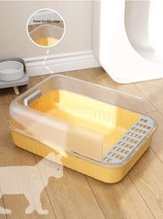 Cat litter box, oversized, splash proof, fully open toilet for kittens, odor proof, semi enclosed toilet, litter box, cat suppli