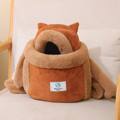 Warm Pet Carrier Bag, Soft, Breathable, Small Dog, Plush, Outdoor, Kangaroo, Parenting Sling, Hands-Free, Puppy Carrying Bag,