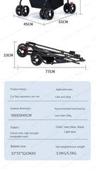 Portable Outdoor Pet Stroller Foldable and Separable Travel Pet Stroller Large Basket Pet Bag Cat and Dog Supplies