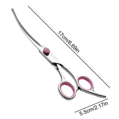 Curved Dog Grooming Scissors Curved Dog Trimmer Trimming Hair Scissors Safety Pet Tool With Round Tips Professional Grooming