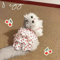 Pet Dress for Dogs & Cats - Layered Cake Style Printed Clothes, Small Medium Breed Apparel, Adorable Summer Outfit
