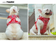 Truelove Pet Dog Harness Floral No Pull Cotton Fabric Breathable and Reflective Soft for Big Medium Small Adjustable VestTLH5655