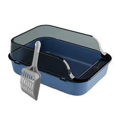 Cat Litter Box with Cat Litter Spatula Semi-enclosed Sandbox for Cats Rabbit Small Animals Cat Tray Kittens Litter Bedpans