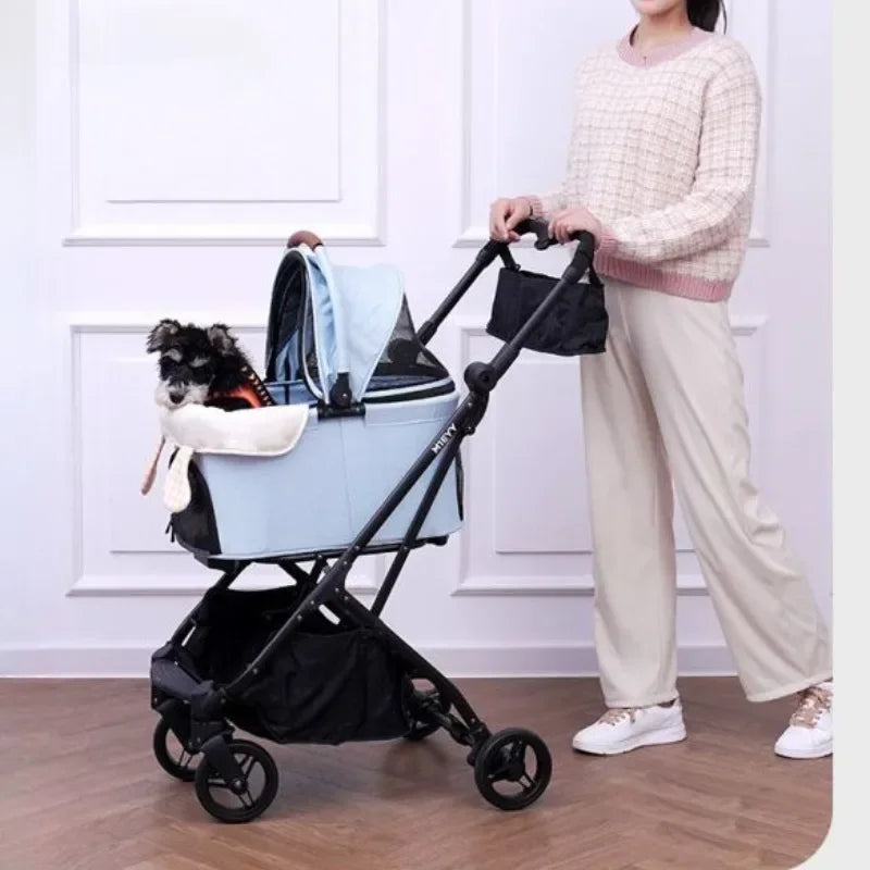 Detachable Lightweight Pet Stroller Car Carry Basket Small and Medium-sized Pet Stroller Foldable Ultra-light Portable Pet Cart