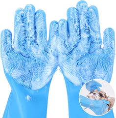 Pet Grooming Gloves Dog Cat Bathing Cleaning Glove Shampoo Scrubber Clean Soft Silicone Hair Removal Glove Hand Skin Protection