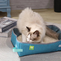 Semi Enclosed Cat Litter Box, Foldable, Portable, Waterproof, Oxford Cloth, Open Cat Toilet  Cat Litter Box Pet Supplies & Pet