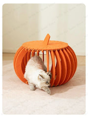 Pumpkin House Felt Cat Nest Fresh and Breathable Cat Bed Semi-enclosed Summer Pet Nest Practical Pet Furniture cat bed
