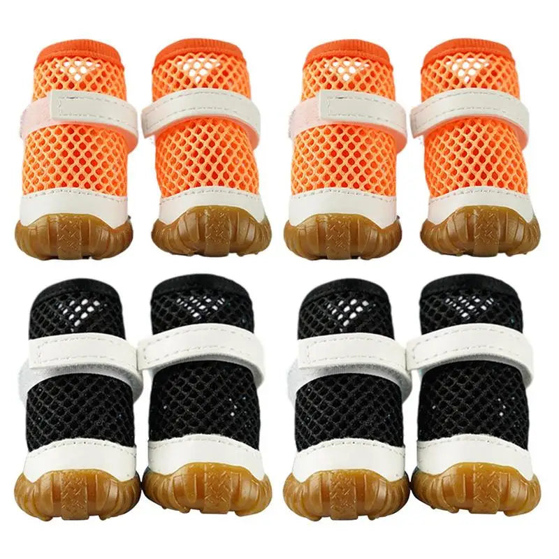 Small Dog Shoes Breathable Dog Mesh Shoes Paws Protectors Adjustable Sandals Anti-Slip Pet Apparel For Hot Days