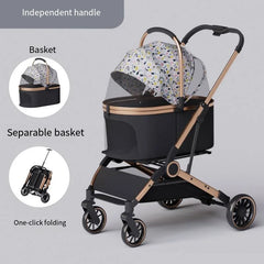 2025 Pet Stroller, Lightweight and Foldable, with Detachable Bags for Dogs, Cats, Teddy Bears, and Small Outdoor Pet Carts